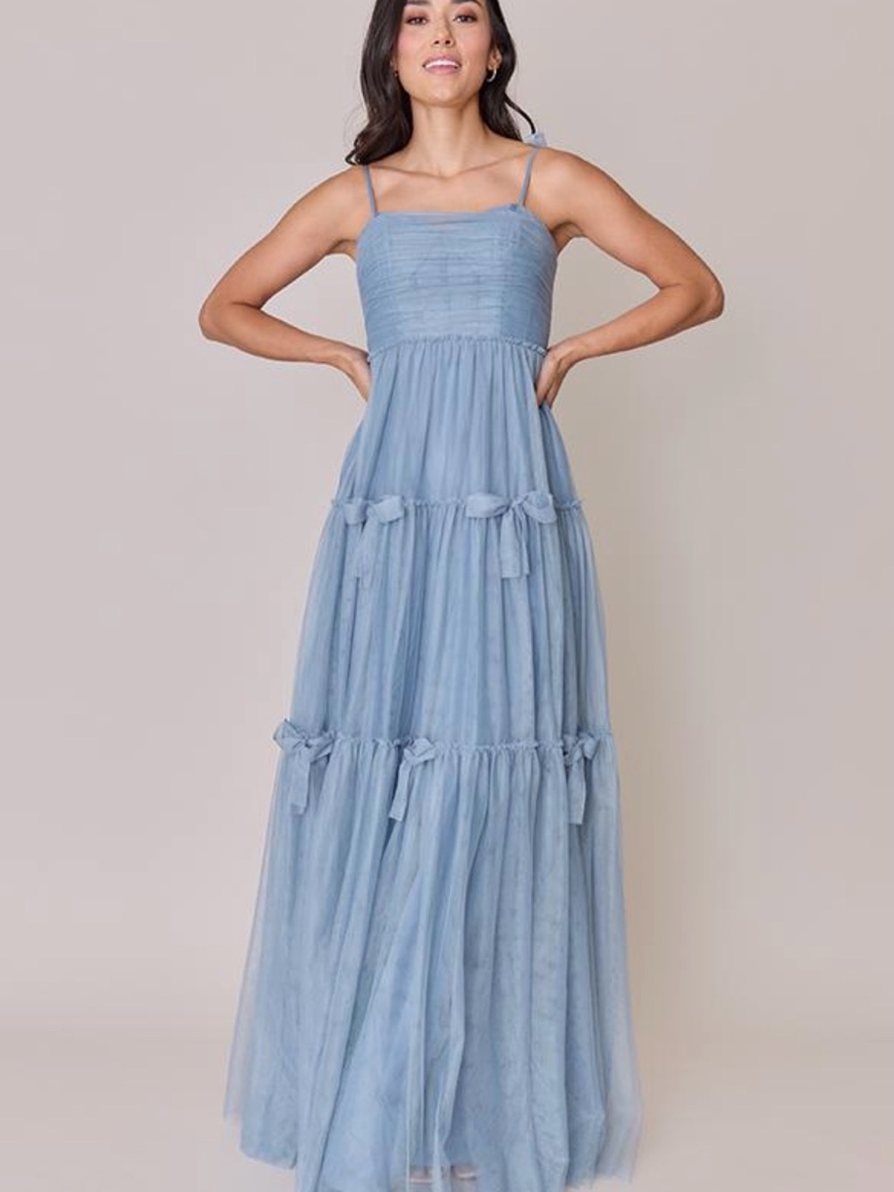 Revelry Eloise French Blue Tiered Bow Maxi Dress - Women